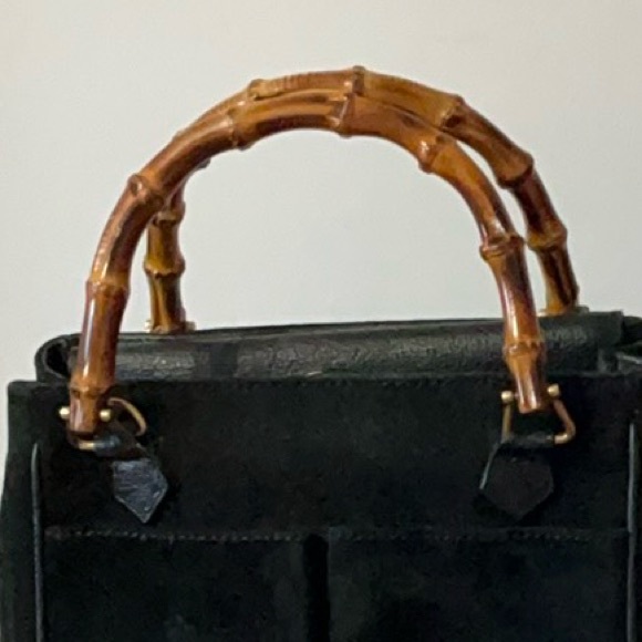 Gucci Diana Black Suede Leather Handbag Tote with Bamboo handles - Picture 11 of 17